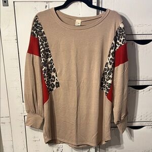 Leopard Print Colorblock Women's Top